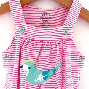 12M EGG New York Summer Romper, Sleeveless Overalls-Style Bodysuit, Pink White